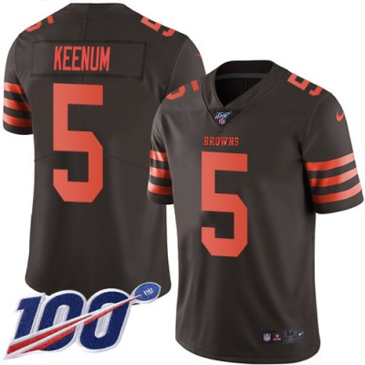 Nike Cleveland Browns #5 Case Keenum Brown Men's Stitched NFL Limited Rush 100th Season Jersey